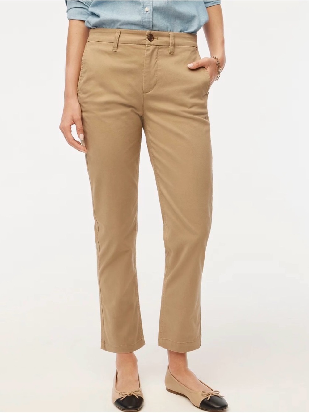 J. Crew Women's High rise Girlfriend Ankle Pants in Beige